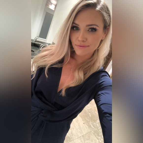 Topshop Navy Long Sleeve Twisted Front Maxi Dress Elegant & Formal Gown Size 6 - Picture 5 of 14